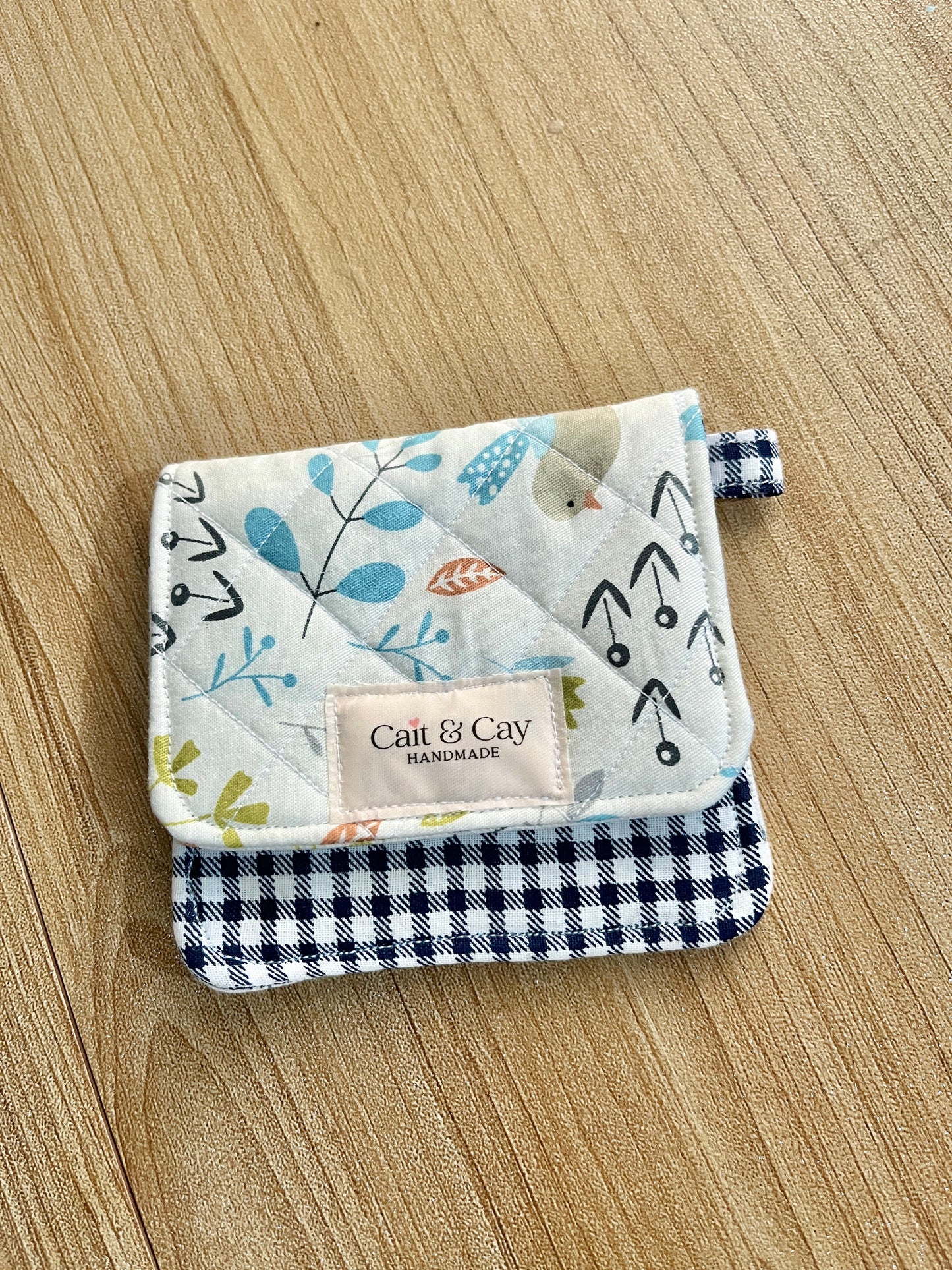 Mini Card Holder Wallet – Floral and Gingham Print