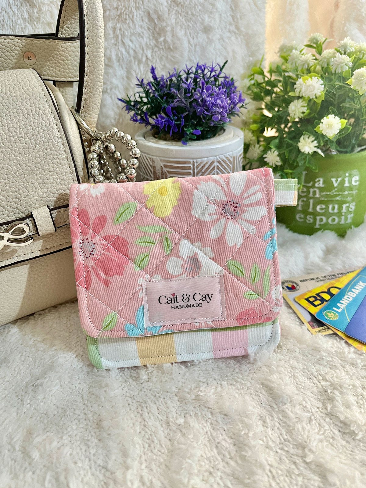 Mini Card Holder Wallet – Floral and Gingham Print