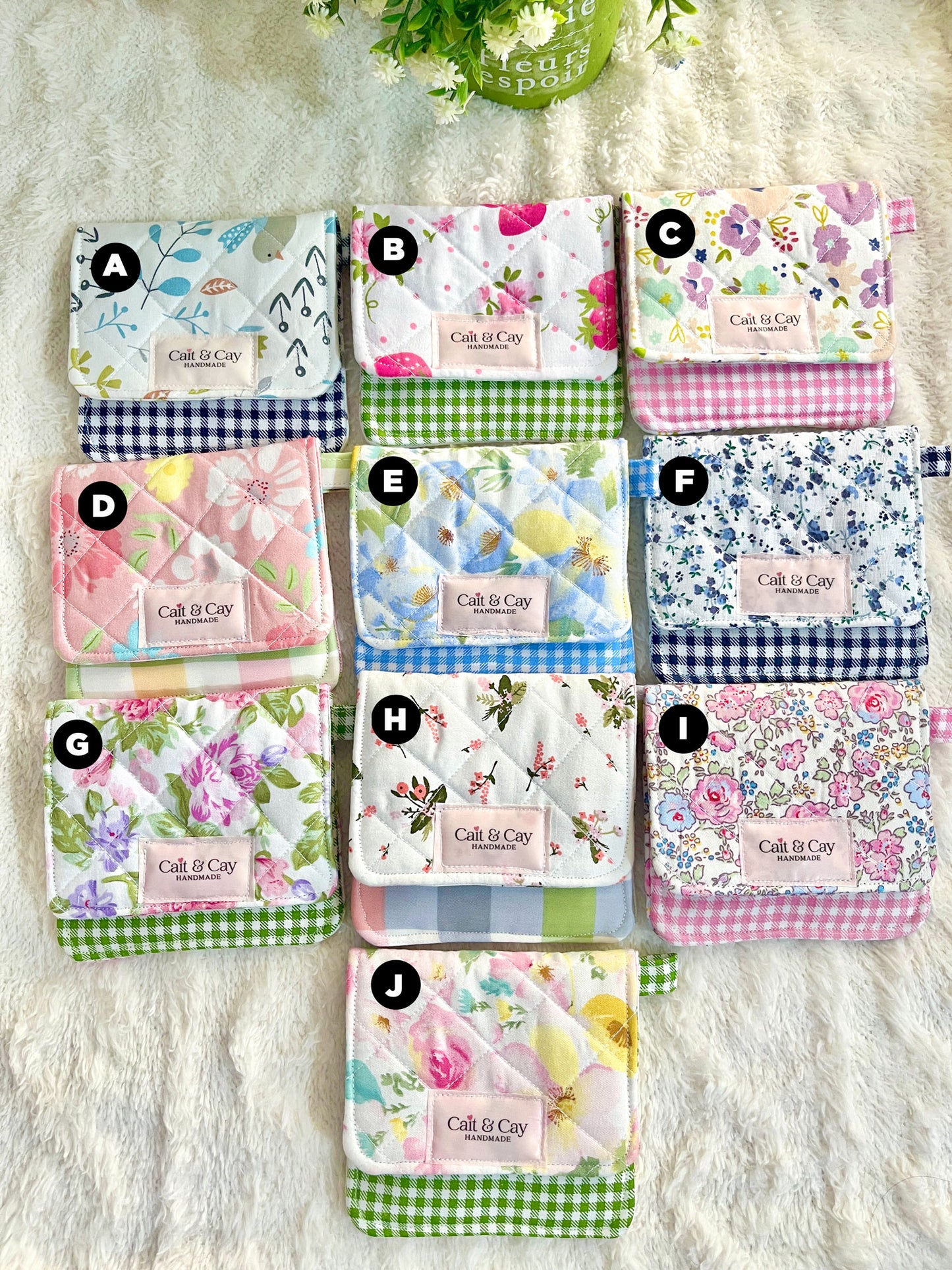 Mini Card Holder Wallet – Floral and Gingham Print